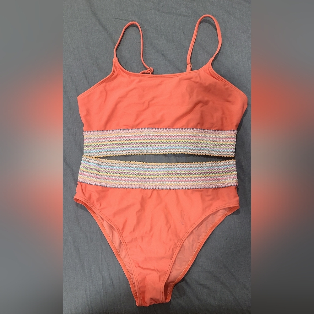 SHEIN Orange Bikini with Multicolor Stripes